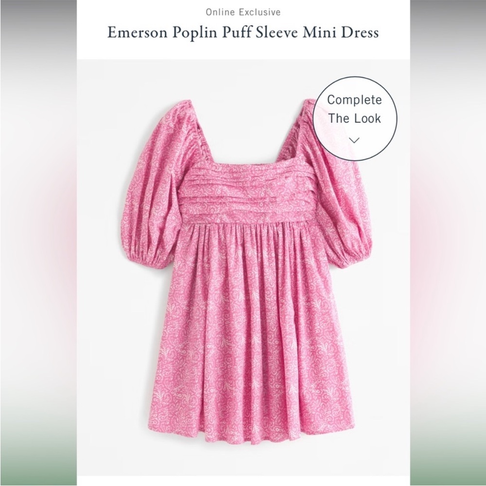 Abercrombie Emerson Poplin Puff Sleeve Mini Dress Pink Pattern Large Tall